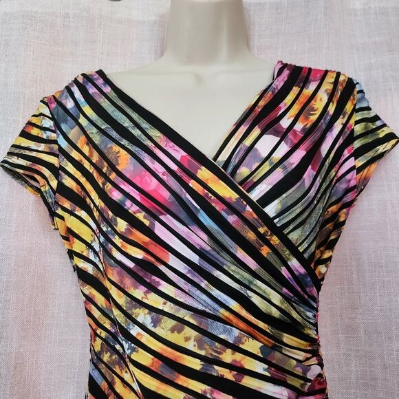 Joseph Ribkoff Colorful Striped Midi Dress - Picture 2 of 6